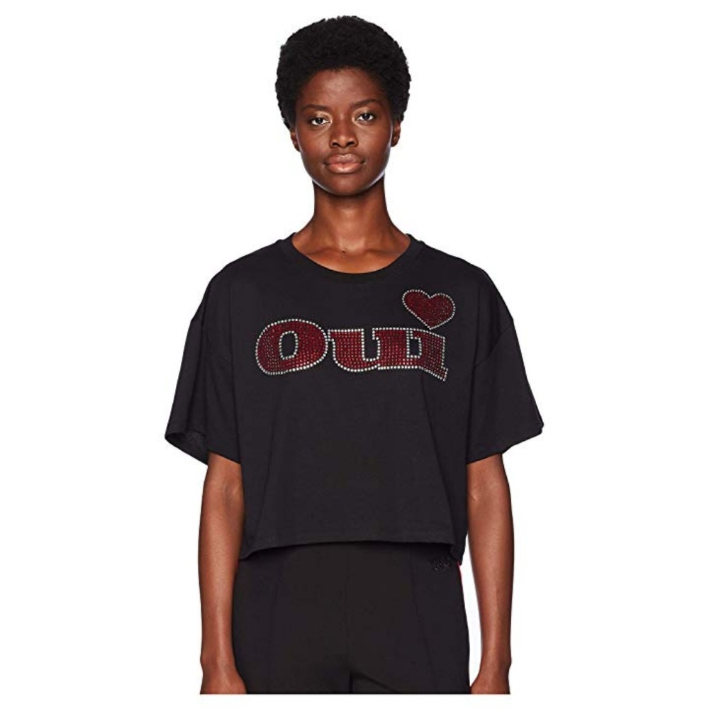 The Kooples Cotton Embellished 'Oui' Tee